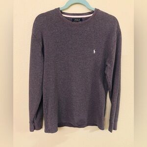 Polo Ralph Lauren Mens Solid Gray Waffle-Knit Crew-Neck Thermal Top Size: Medium
